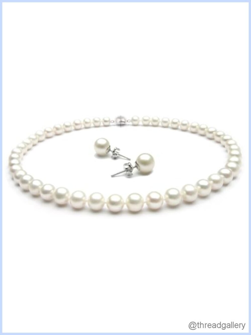 Freshwater Pearl Necklace Earring Set AA 8-9mm Pearl Strand 7mm Studs Gift